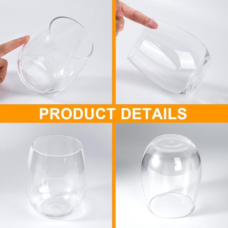 KX-WARE Unbreakable 18-ounce Acrylic Stemless Wine Glasses, set of 6 Clear - Image 5